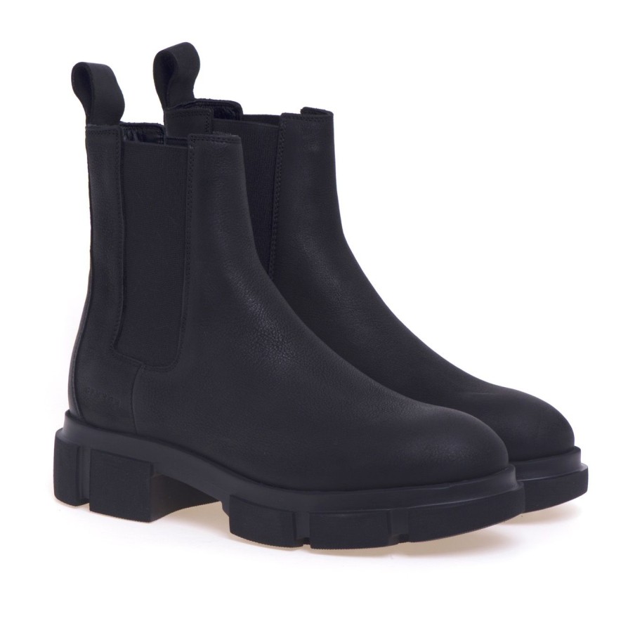 Donna Copenhagen Tronchetti | Chelsea Boot Copenhagen In Nabuck Ingrassato Con Suola In Gommanero