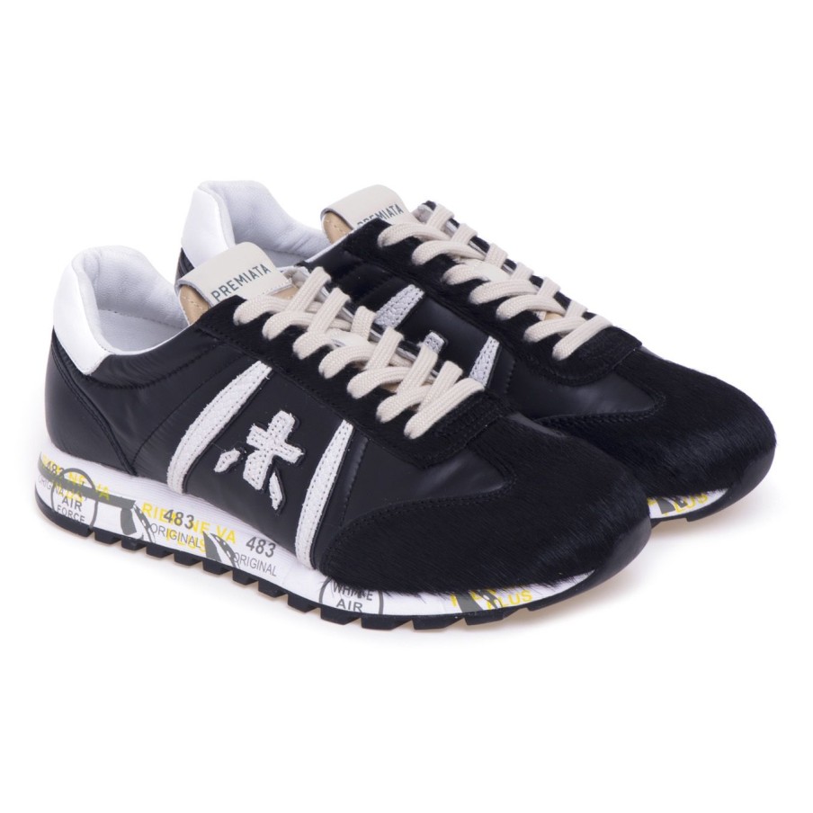 Donna Premiata Sneakers | Sneaker Premiata Lucy In Pelle E Cavallino Nero