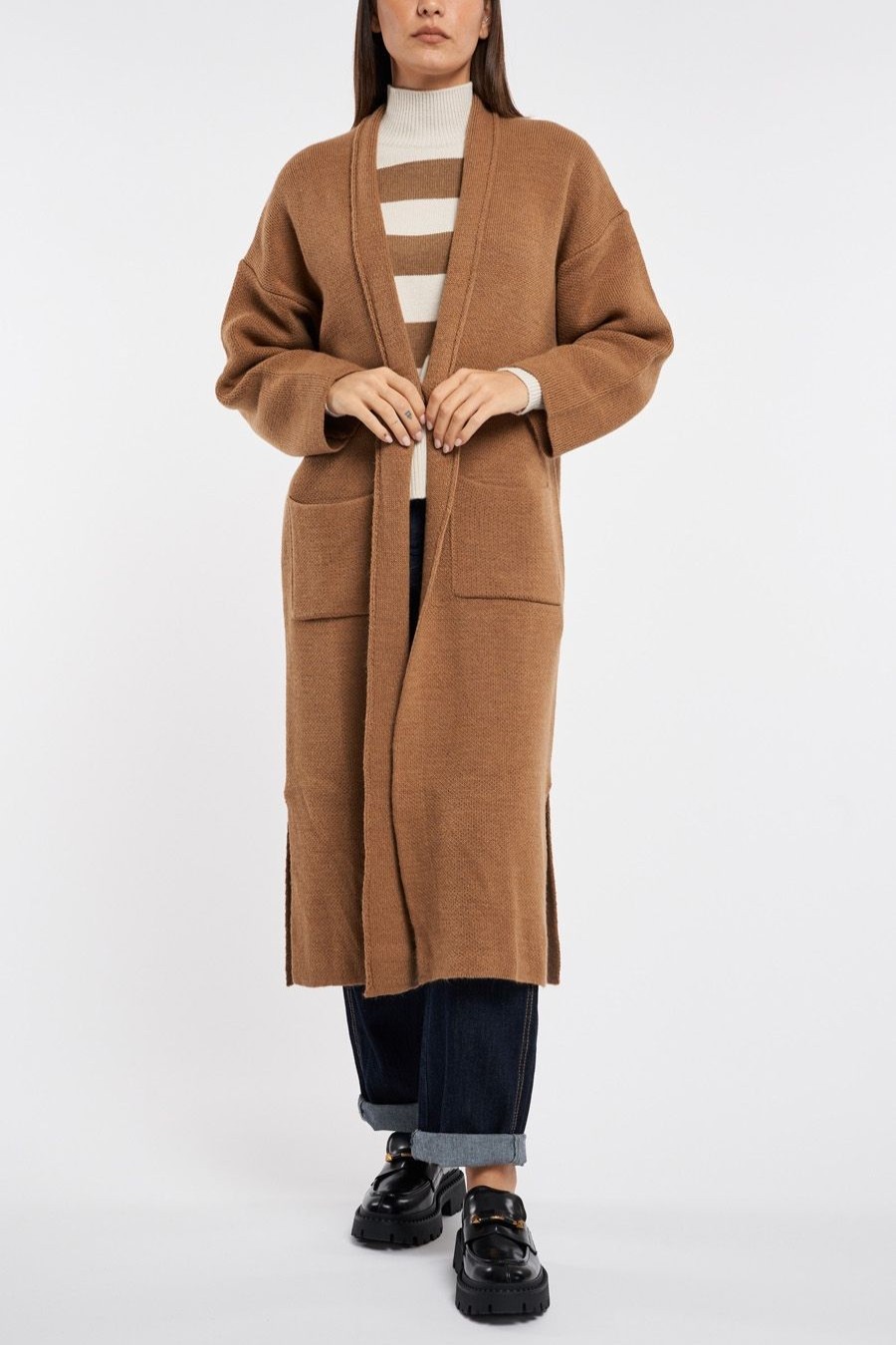 Donna Dixie Maglieria | Cardigan Lungo Dixiecamel