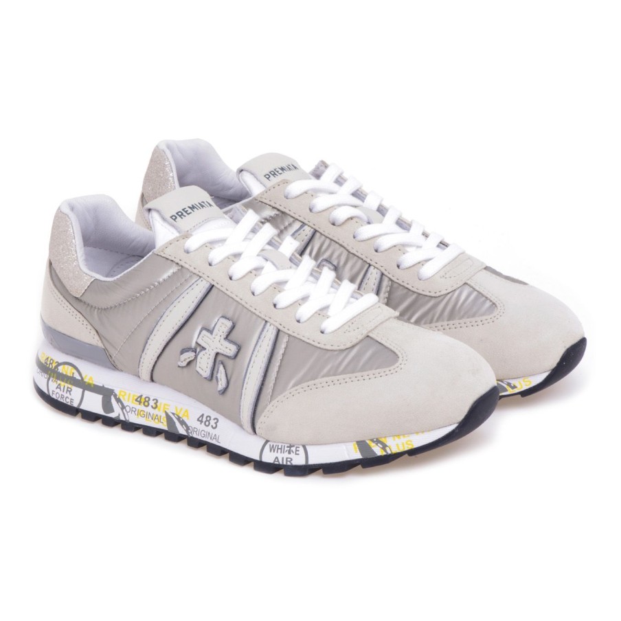 Donna Premiata Sneakers | Sneaker Premiata Lucy In Camoscio E Tessuto Champagne