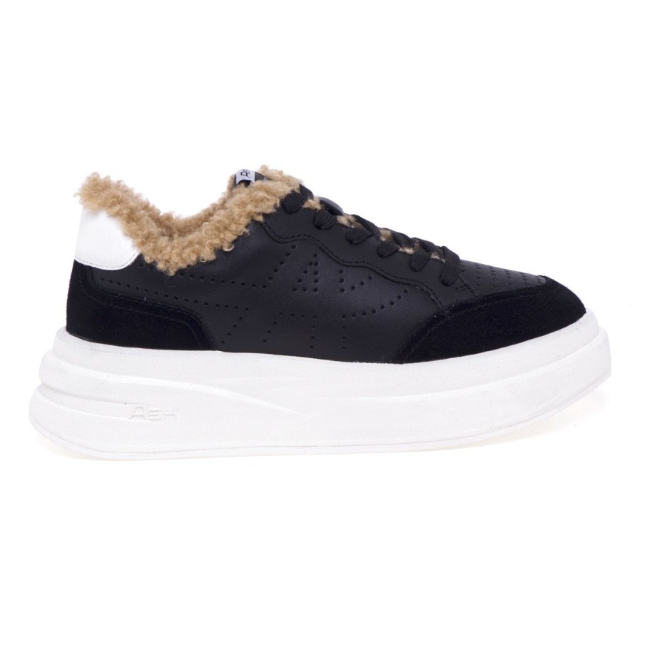 Donna Ash Sneakers | Sneaker Ash In Pelle E Camoscio Con Maxi Platformnero