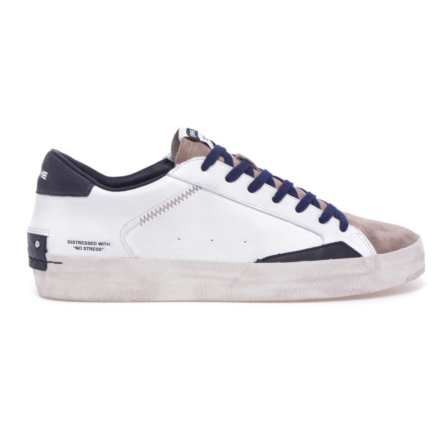 Uomo Crime London Sneakers | Sneaker Crime London "Distressed" In Pellebianco