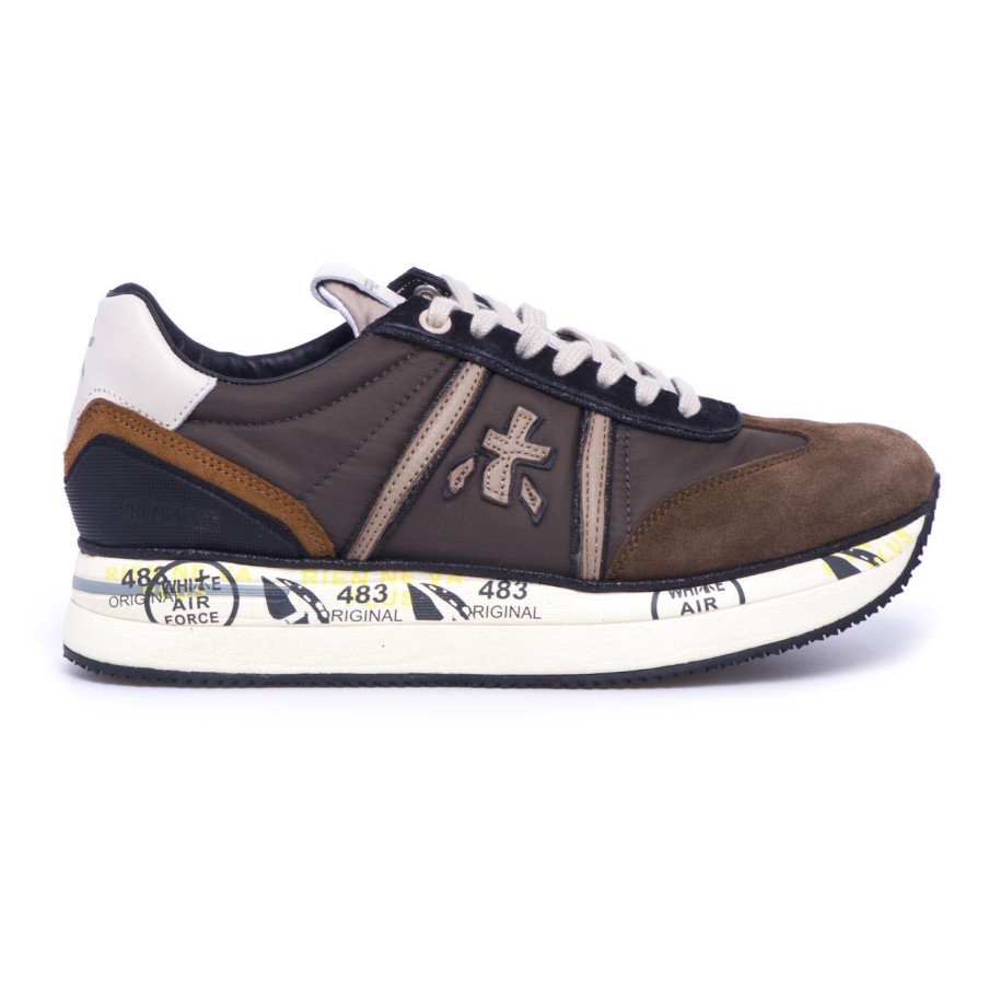 Donna Premiata Sneakers | Sneaker Premiata Conny In Camoscio E Tessutomarrone