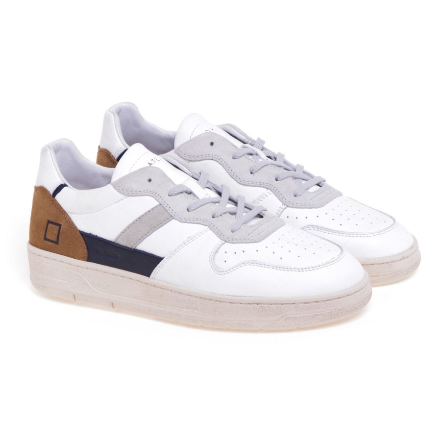 Uomo D.a.t.e. Sneakers | Sneaker D.A.T.E. Court 2.0 Vintage In Pelle Bianco