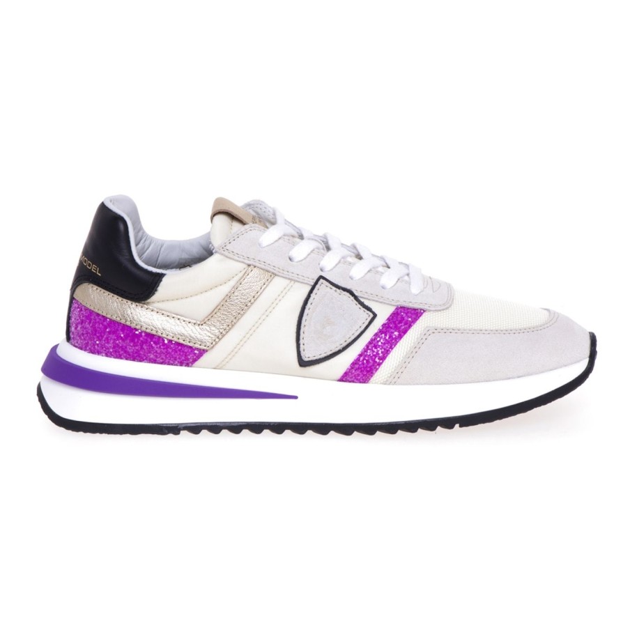 Donna Philippe Model Sneakers | Sneaker Philippe Model Tropez 2.1 In Camoscio E Tessuto Beige