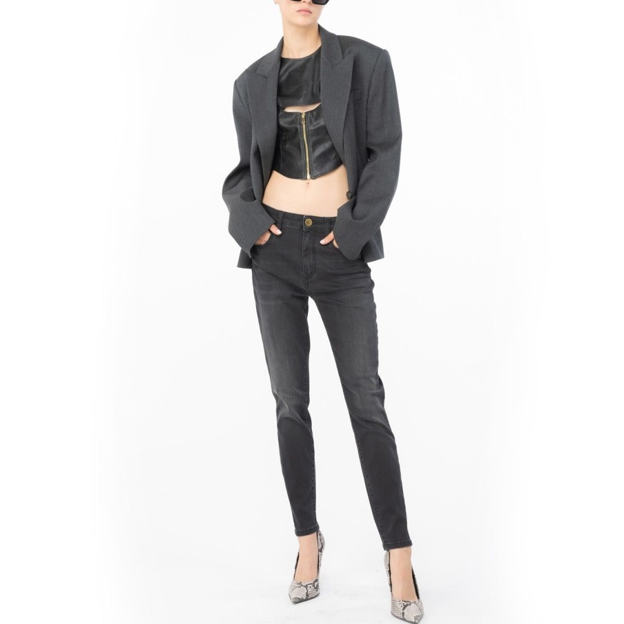 Donna Pinko Pantaloni | Jeans Skinny Pinko In Denim Stretch Black