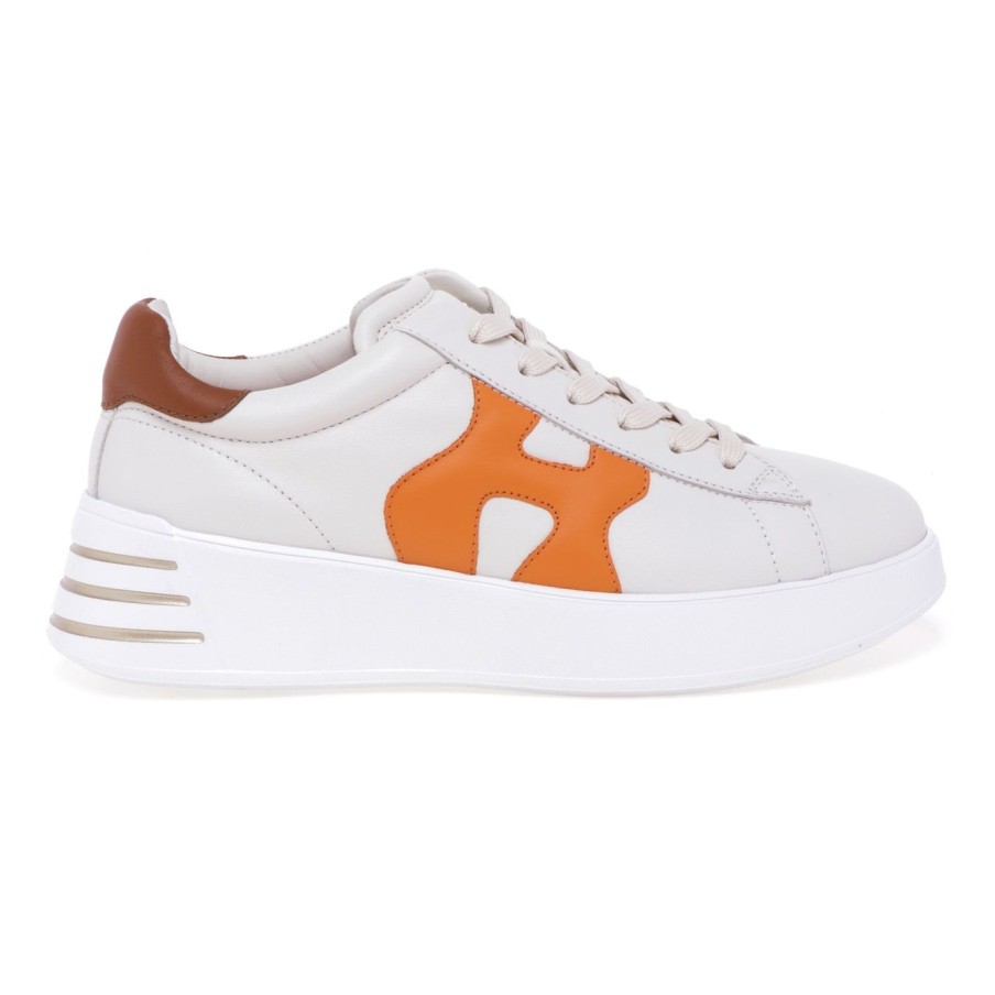 Donna Hogan Sneakers | Sneaker Hogan Rebel In Pelle Burro - Arancio