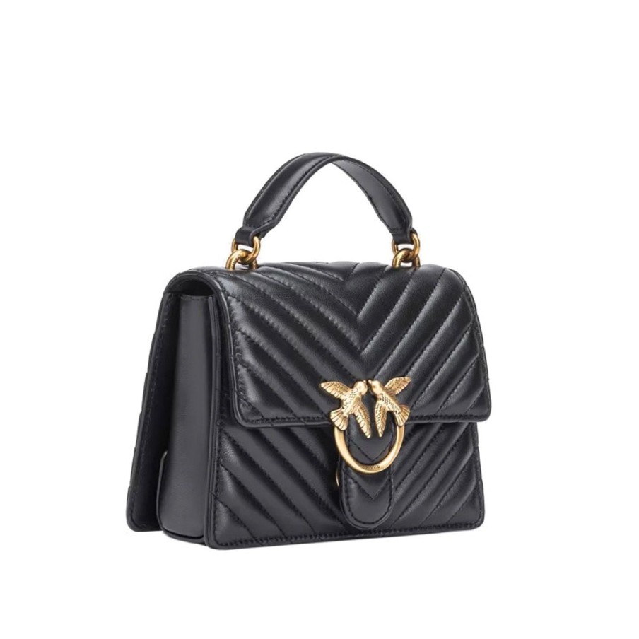 Donna Pinko Borse | Borsa A Mano Pinko Mini Love In Pelle Matelasseblack