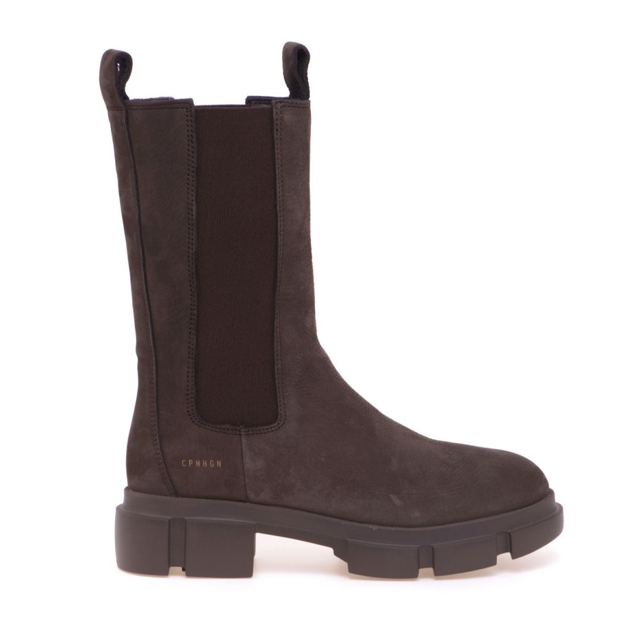 Donna Copenhagen Tronchetti | Chelsea Boot Copenhagen In Nabuck Con Gambale Alto Chocolate