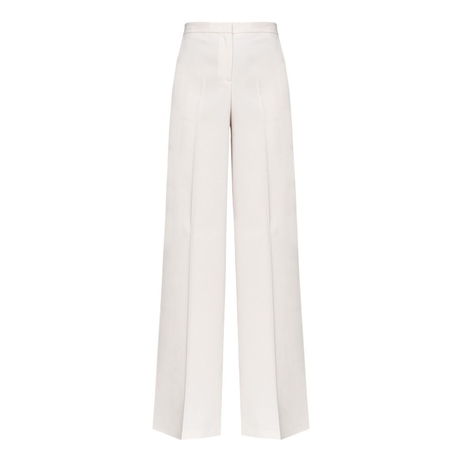 Donna Pinko Pantaloni | Pantalone A Palazzo Pinko In Tessuto Stretch Pergamena