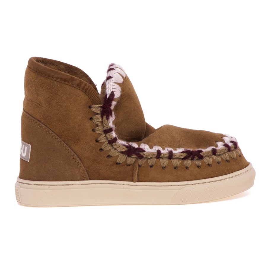 Donna Mou Tronchetti | Stivaletto Mou Eskimo Sneaker Overstitching In Suedecognac