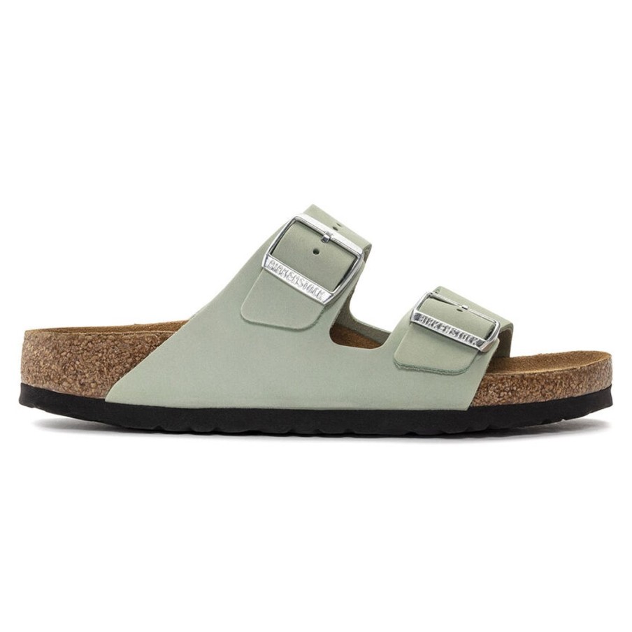 Donna Birkenstock Ciabatte E Sabot | Ciabatta Birkenstock Arizona In Pelle Con Plantare Soft Salvia