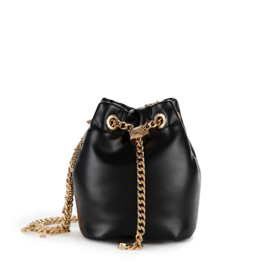 Donna Elisabetta Franchi Borse | Mini Secchiello Elisabetta Franchi In Ecopelle Effetto Nappa Nero