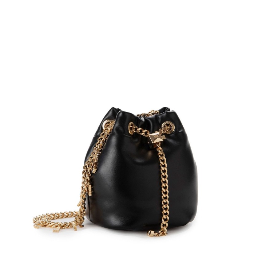 Donna Elisabetta Franchi Borse | Mini Secchiello Elisabetta Franchi In Ecopelle Effetto Nappa Nero