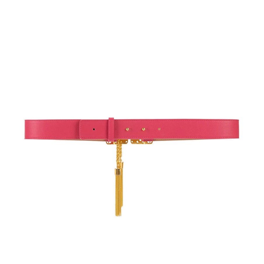 Donna Elisabetta Franchi Cinture | Cintura H25 A Vita Alta Elisabetta Franchi In Pelle Sintetica Fuxia