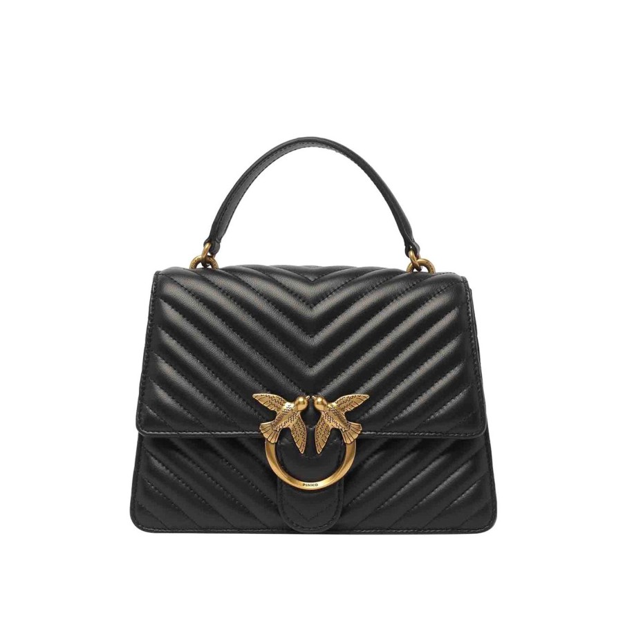 Donna Pinko Borse | Borsa A Mano Pinko Classic Love Bag In Pelle Matelasse Black