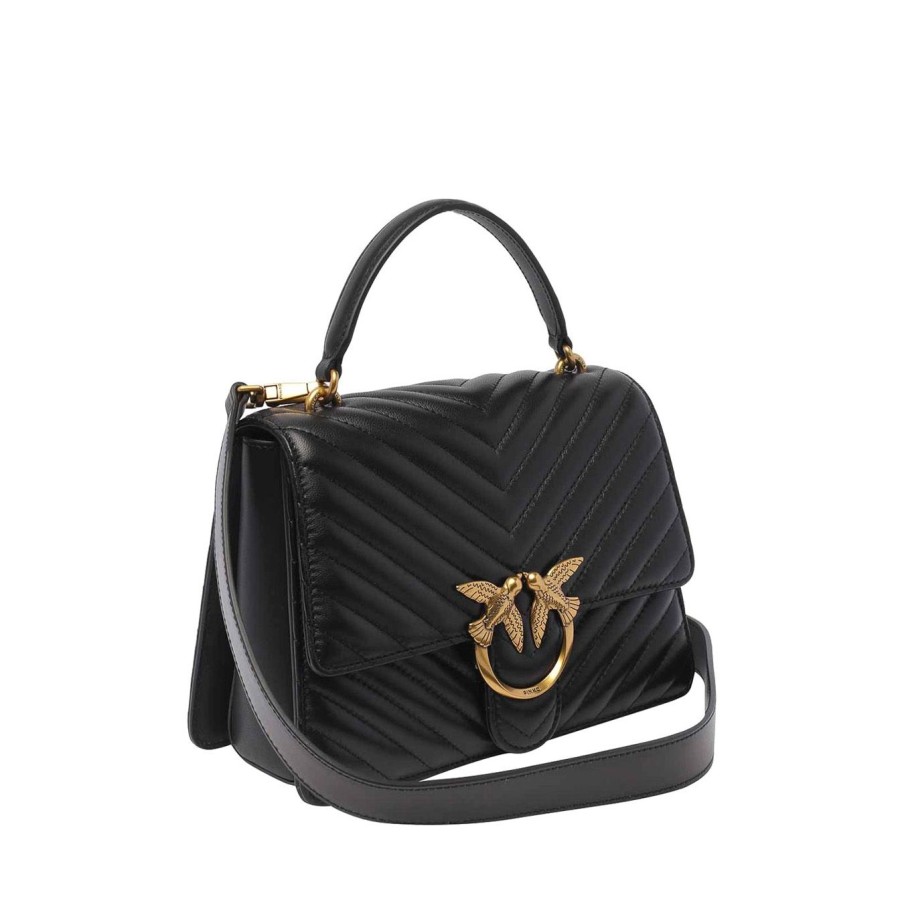 Donna Pinko Borse | Borsa A Mano Pinko Classic Love Bag In Pelle Matelasse Black