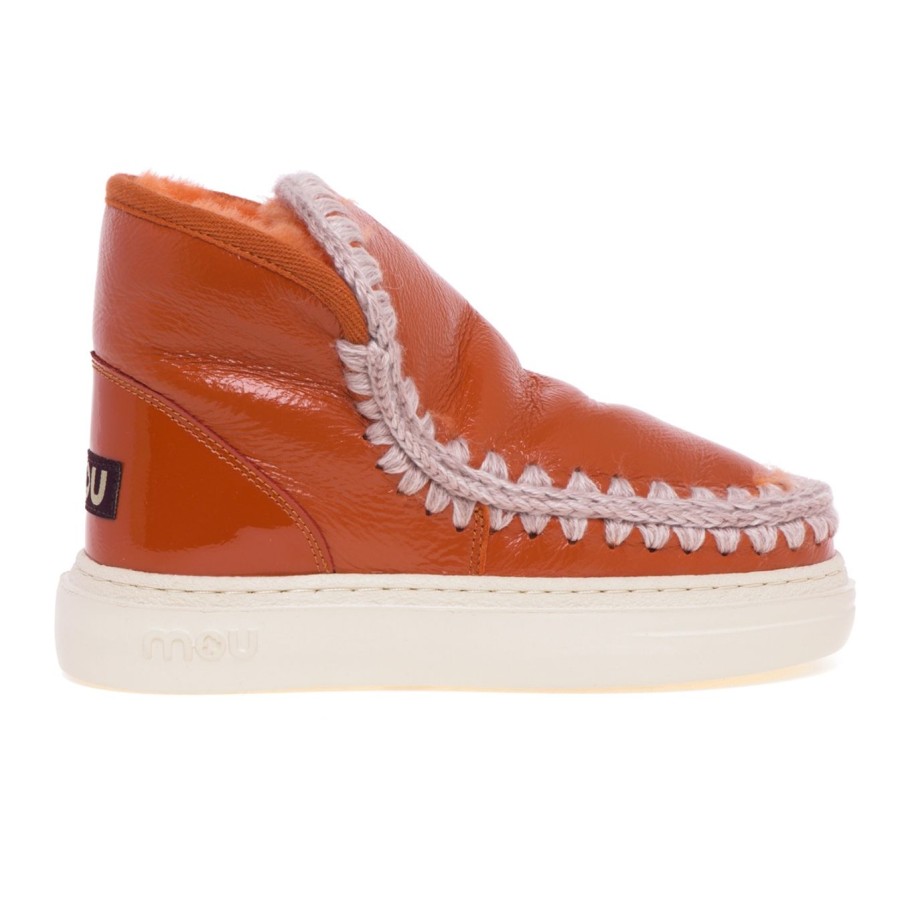 Donna Mou Tronchetti | Stivaletto Mou Eskimo Sneaker Bold Patent Orange