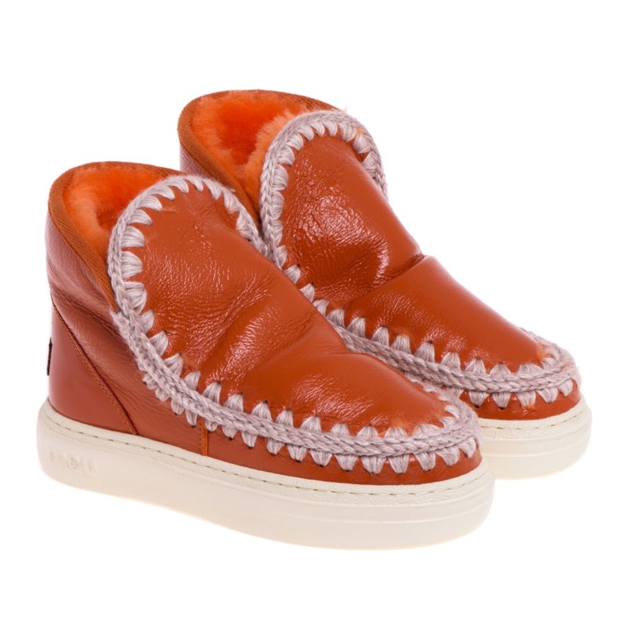 Donna Mou Tronchetti | Stivaletto Mou Eskimo Sneaker Bold Patent Orange