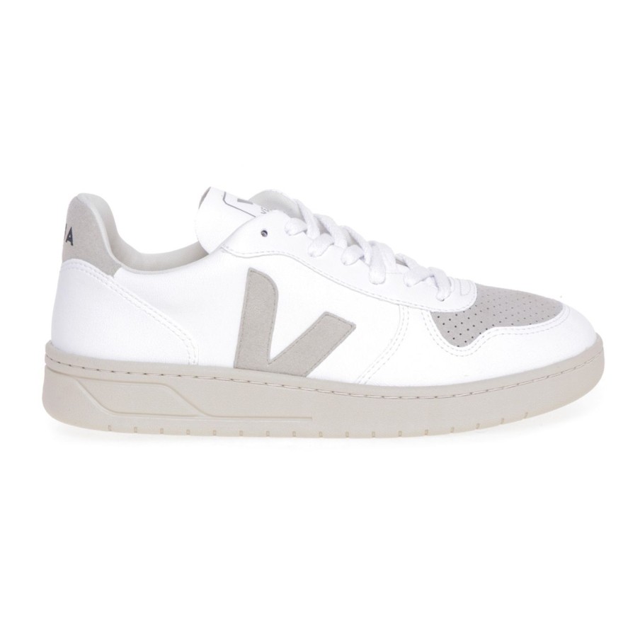 Uomo Veja Sneakers | Sneaker Veja V-10 Vegan Bianco