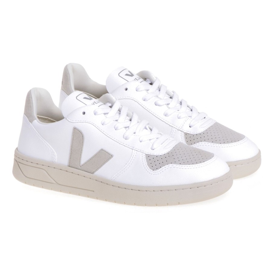 Uomo Veja Sneakers | Sneaker Veja V-10 Vegan Bianco