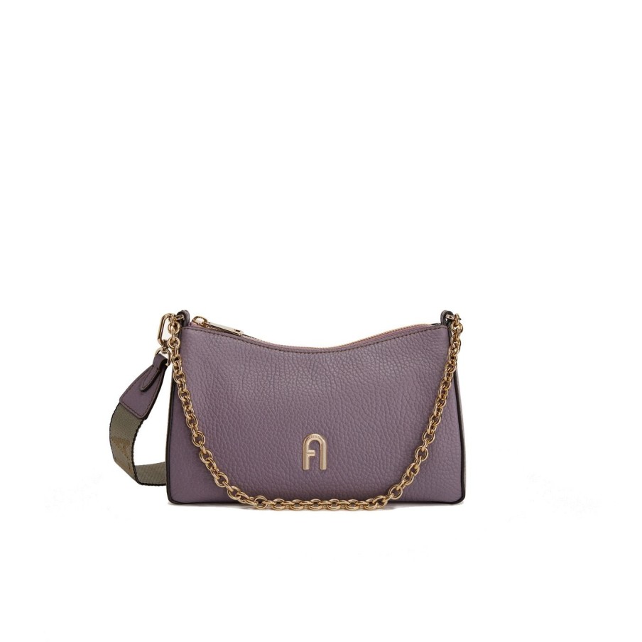 Donna Furla Tracolle | Tracolla In Pelle Furla Primula Miniaura + Metal Taupe