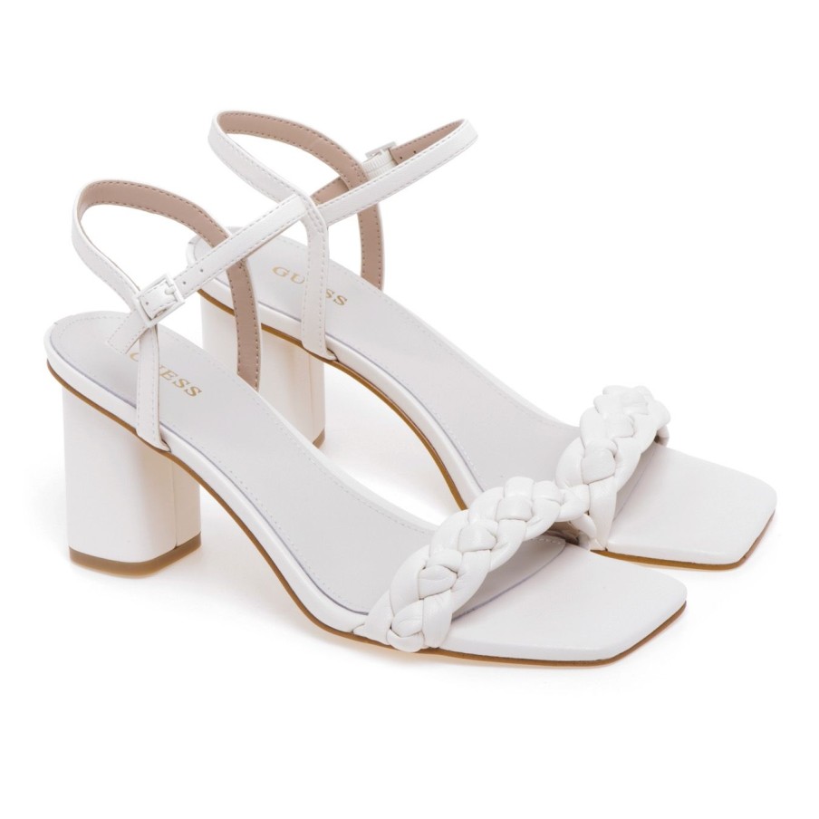 Donna Guess Sandali | Sandalo Guess In Ecopelle Con Tacco 75 Mmbianco