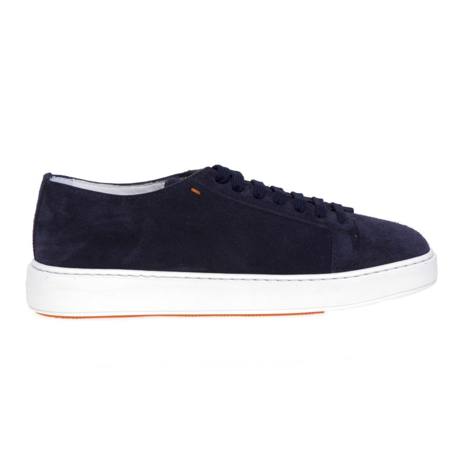 Uomo Santoni Sneakers | Sneaker Santoni In Camoscio Sfoderato Blu