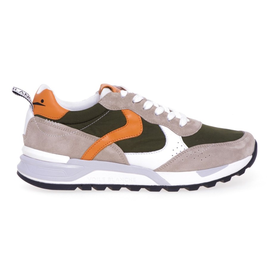 Uomo Voile Blanche Sneakers | Sneaker Voile Blanche "Magg" In Camoscio E Nylon Beige - Militare