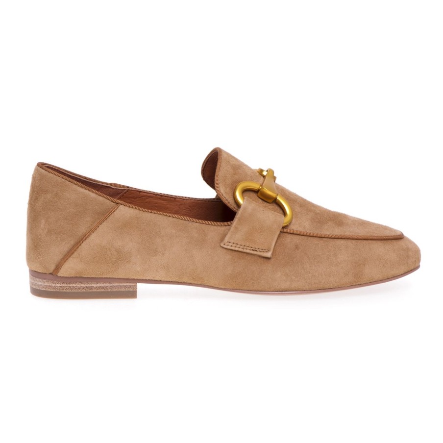 Donna Bibi Lou Mocassini E Ballerine | Mocassino Bibi Lou In Camoscio Con Morsetto Camel