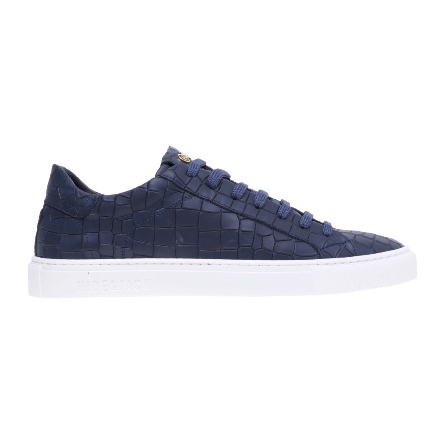 Uomo Hide & Jack Sneakers | Sneaker Hide & Jack In Pelle Ingrassata Con Stampa Cocco Blu