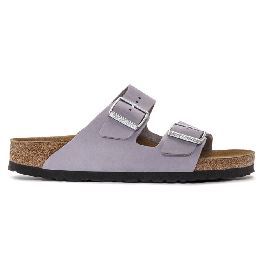 Donna Birkenstock Ciabatte E Sabot | Ciabatta Birkenstock Arizona In Pelle Con Plantare Soft Lilla