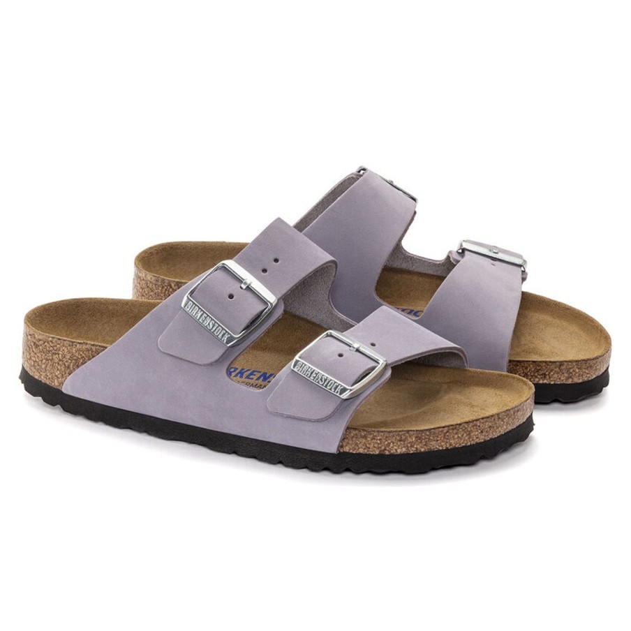 Donna Birkenstock Ciabatte E Sabot | Ciabatta Birkenstock Arizona In Pelle Con Plantare Soft Lilla