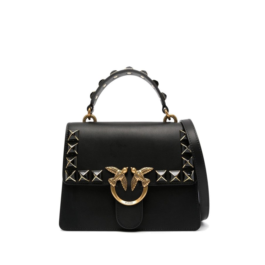 Donna Pinko Borse | Borsa A Mano Pinko Classic Love In Pelle Con Borchie Squadrateblack