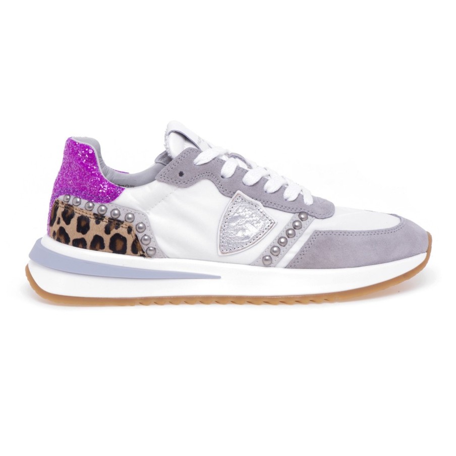 Donna Philippe Model Sneakers | Philippe Model Tropez 2.1 Running Sneaker Bianco - Argento