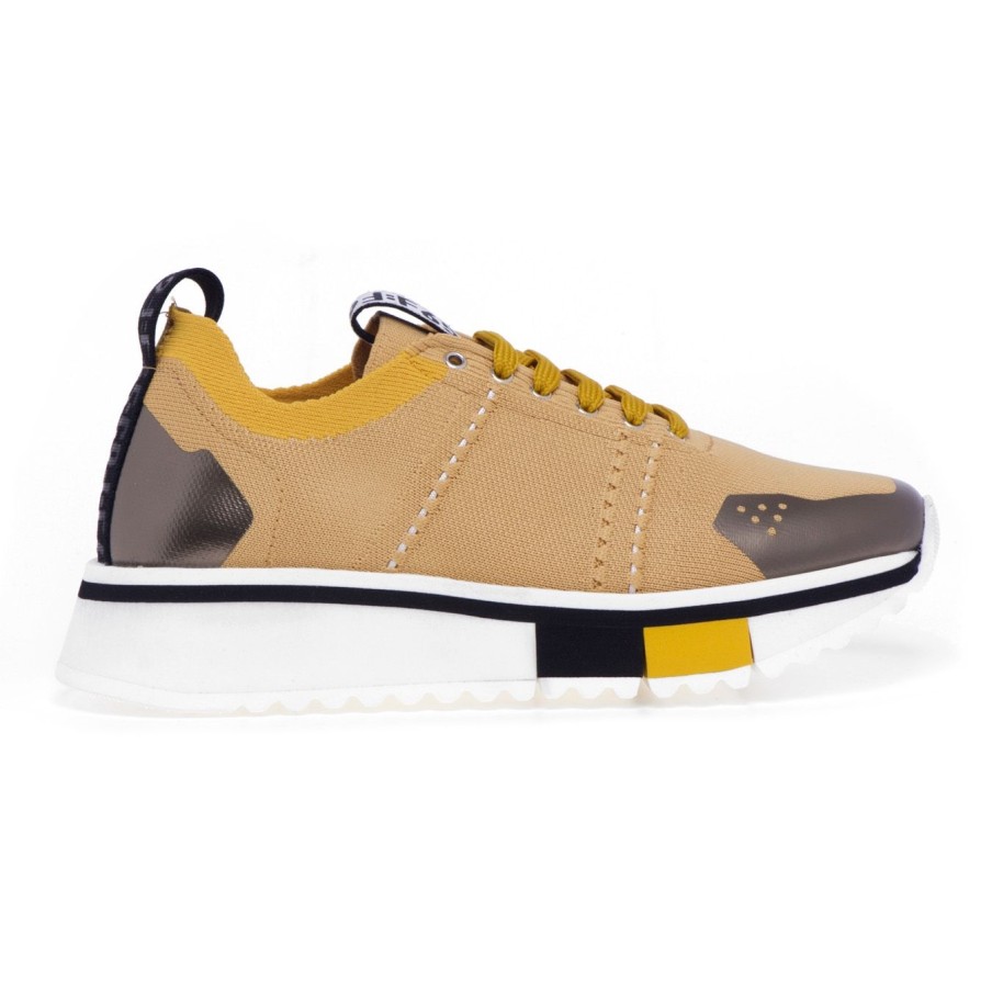 Donna Fabi Sneakers | Sneaker Fabi F65 In Tessuto Elasticizzato Effetto Calza Cuoio