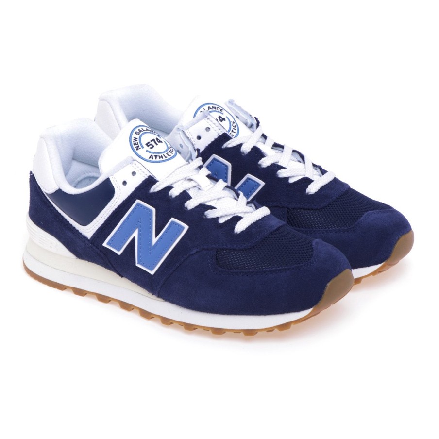 Uomo New Balance Sneakers | Sneaker New Balance 574 In Camoscio E Tessuto Blu