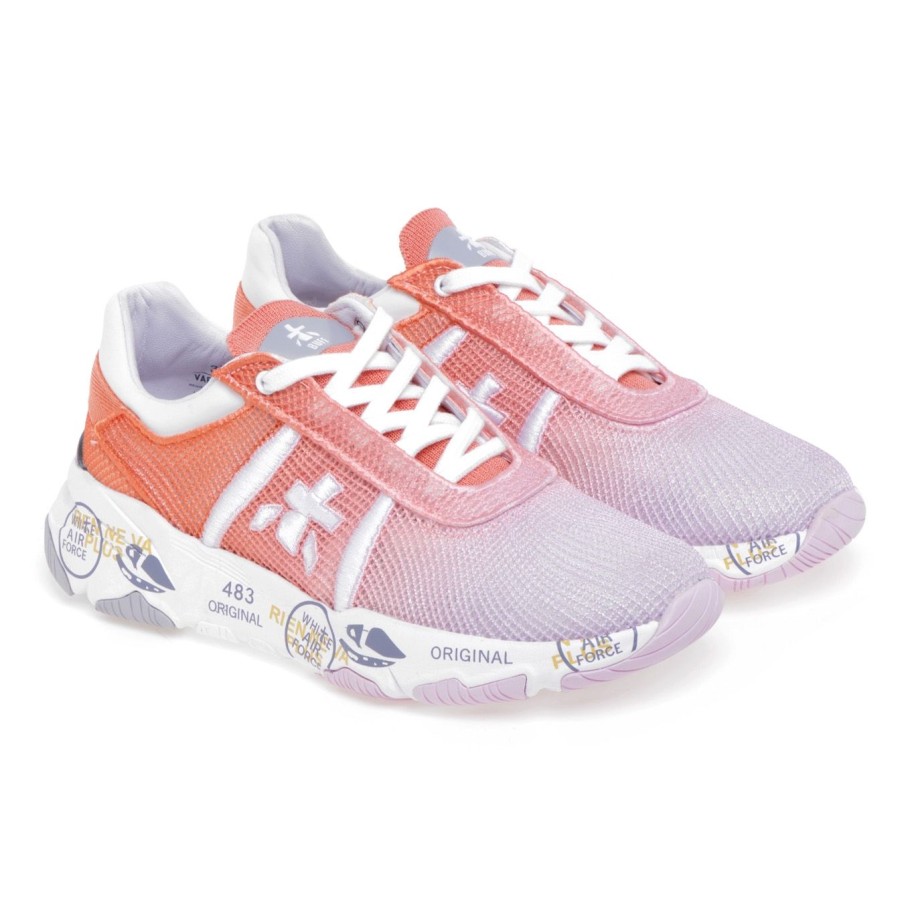 Donna Premiata Sneakers | Sneaker Premiata Buff In Tessuto Sfumato Arancio