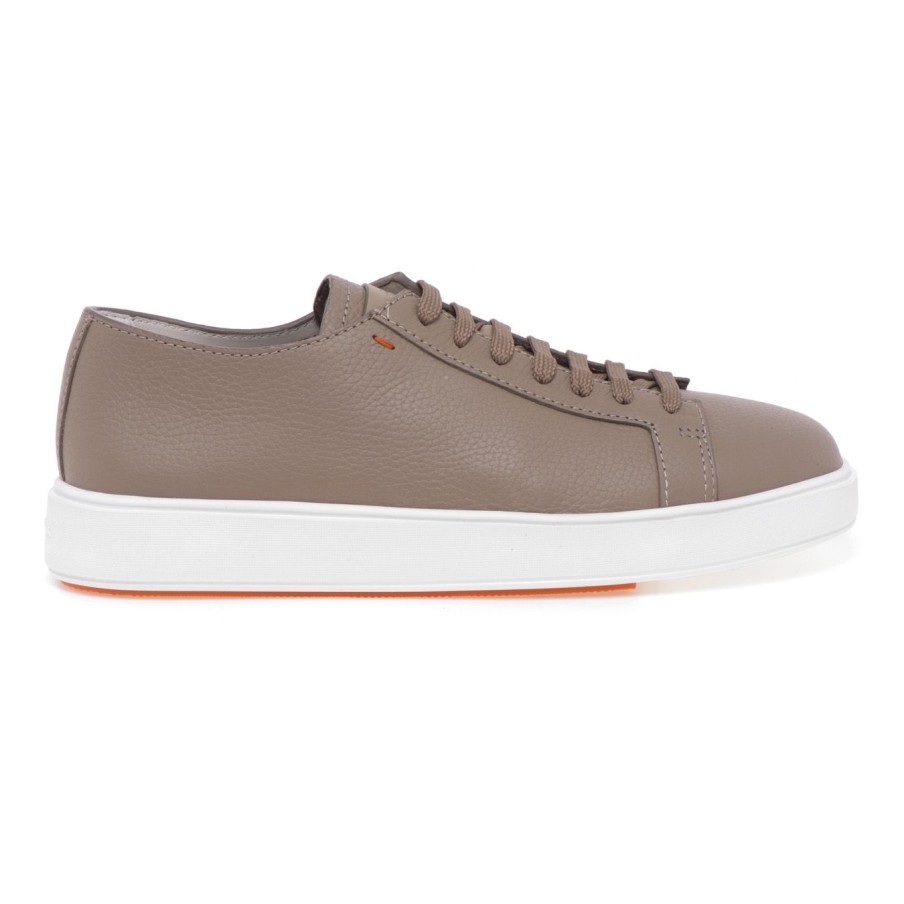 Uomo Santoni Sneakers | Sneaker Santoni In Pelle Martellatabeige