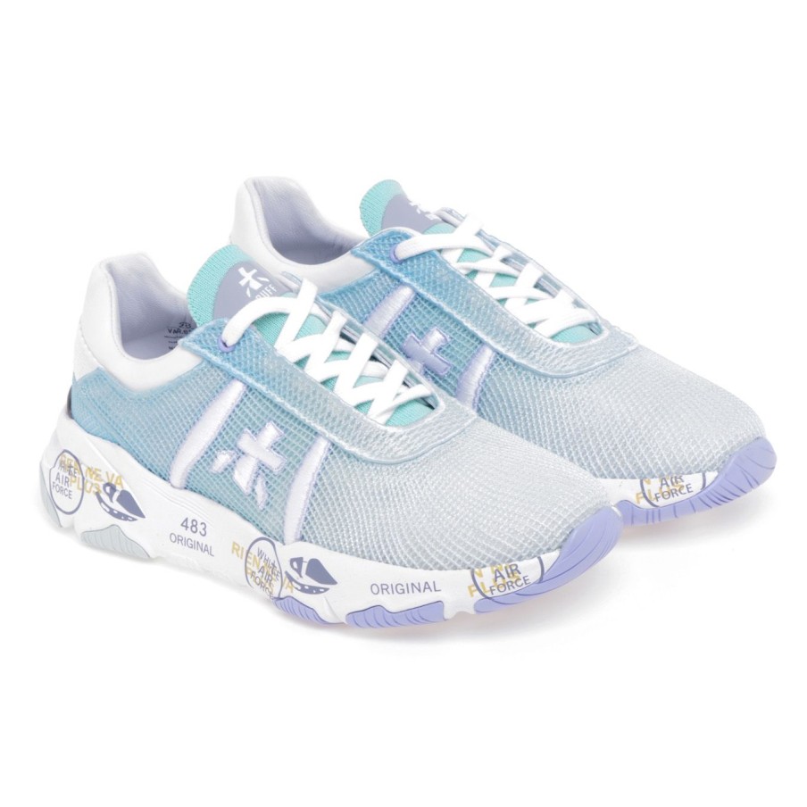 Donna Premiata Sneakers | Sneaker Premiata Buff In Tessuto Sfumato Turchese