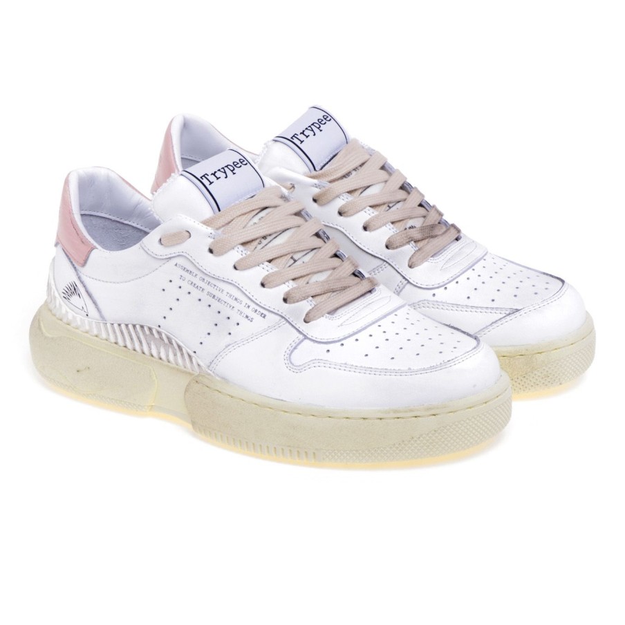 Donna Trypee Sneakers | Sneaker Trypee "Sahara" In Pellebianco-Rosa