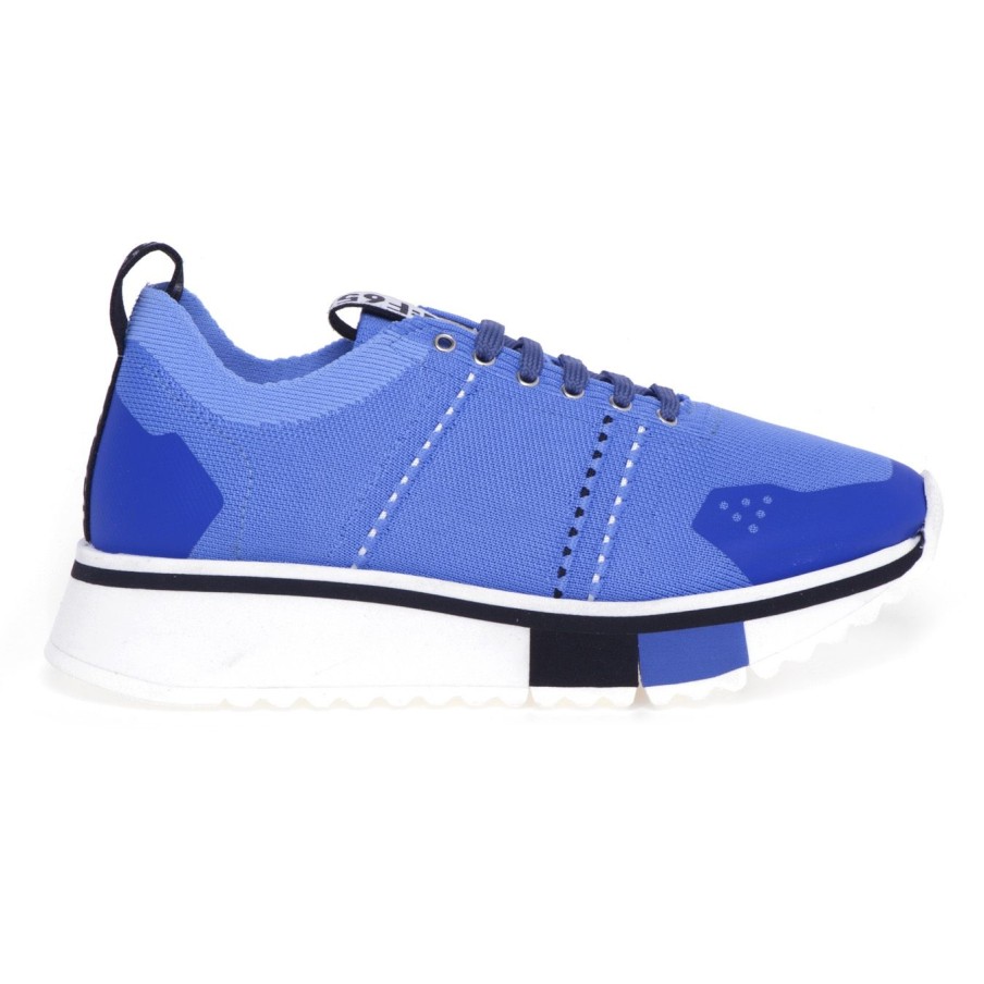 Donna Fabi Sneakers | Sneaker Fabi F65 In Tessuto Elasticizzato Effetto Calza Indaco