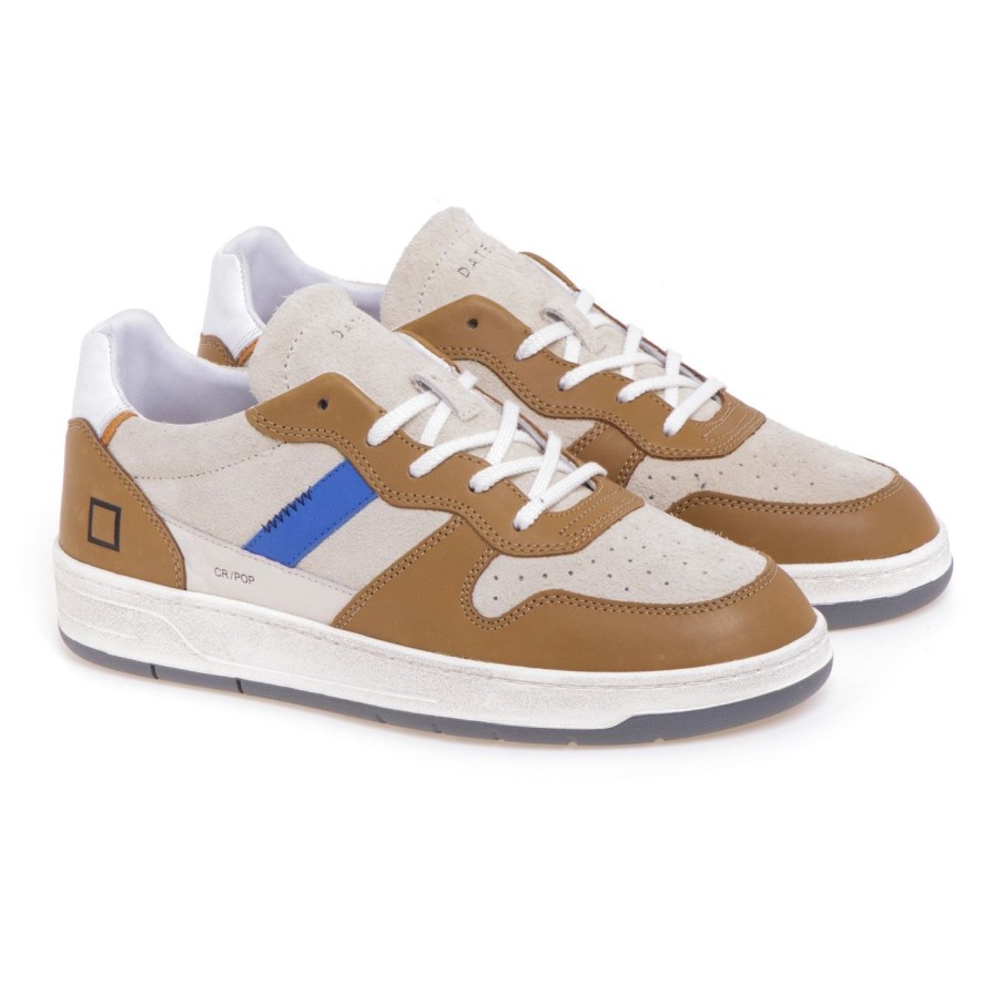 Uomo D.a.t.e. Sneakers | Sneaker D.A.T.E. Court 2.0 Pop In Camoscio E Pelle Camel