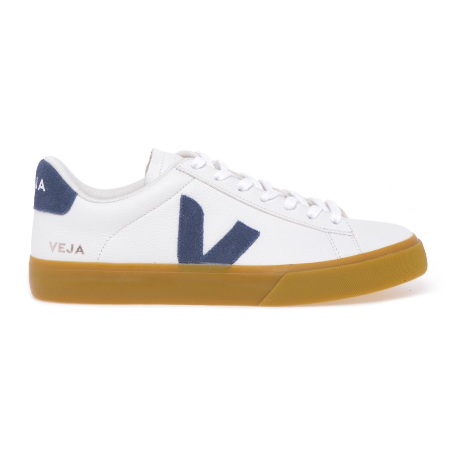 Uomo Veja Sneakers | Sneaker Veja Campo In Pelle Bianco-Blu