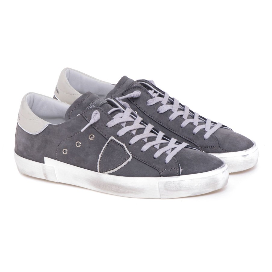 Uomo Philippe Model Sneakers | Sneaker Philippe Model Paris In Nabuck Grigio