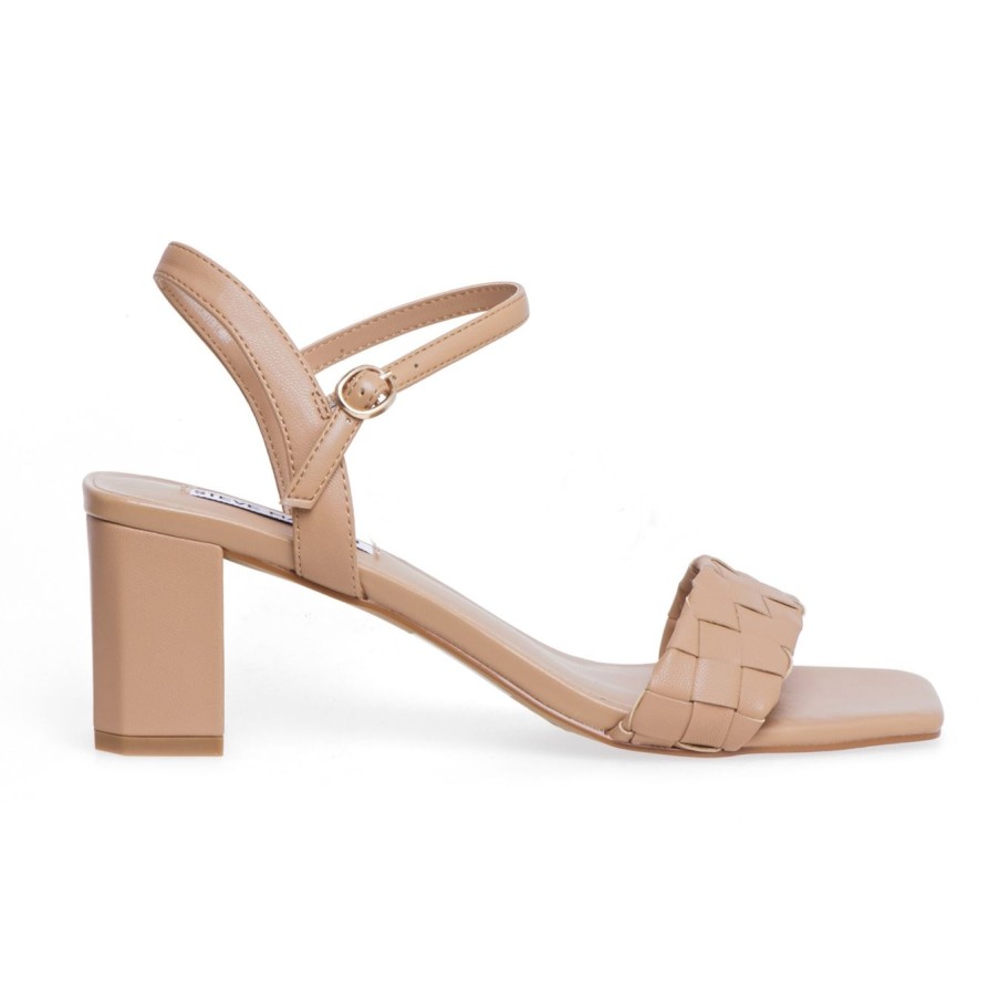 Donna Steve Madden Sandali | Sandalo Steve Madden Con Fascia Intrecciata E Tacco 60 Mm Beige