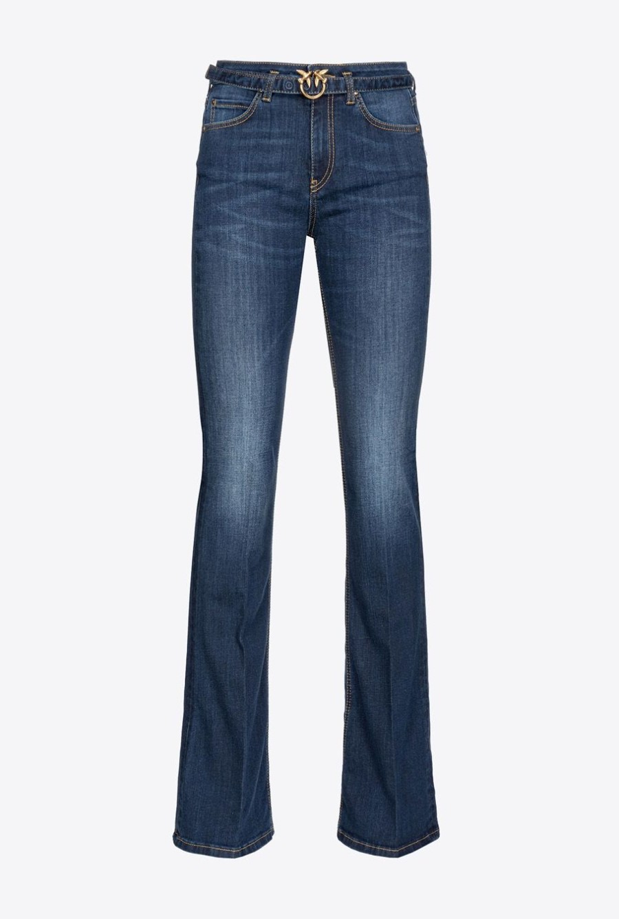 Donna Pinko Pantaloni | Jeans A Zampa Pinko In Denim Stretch Lavaggio Scuro