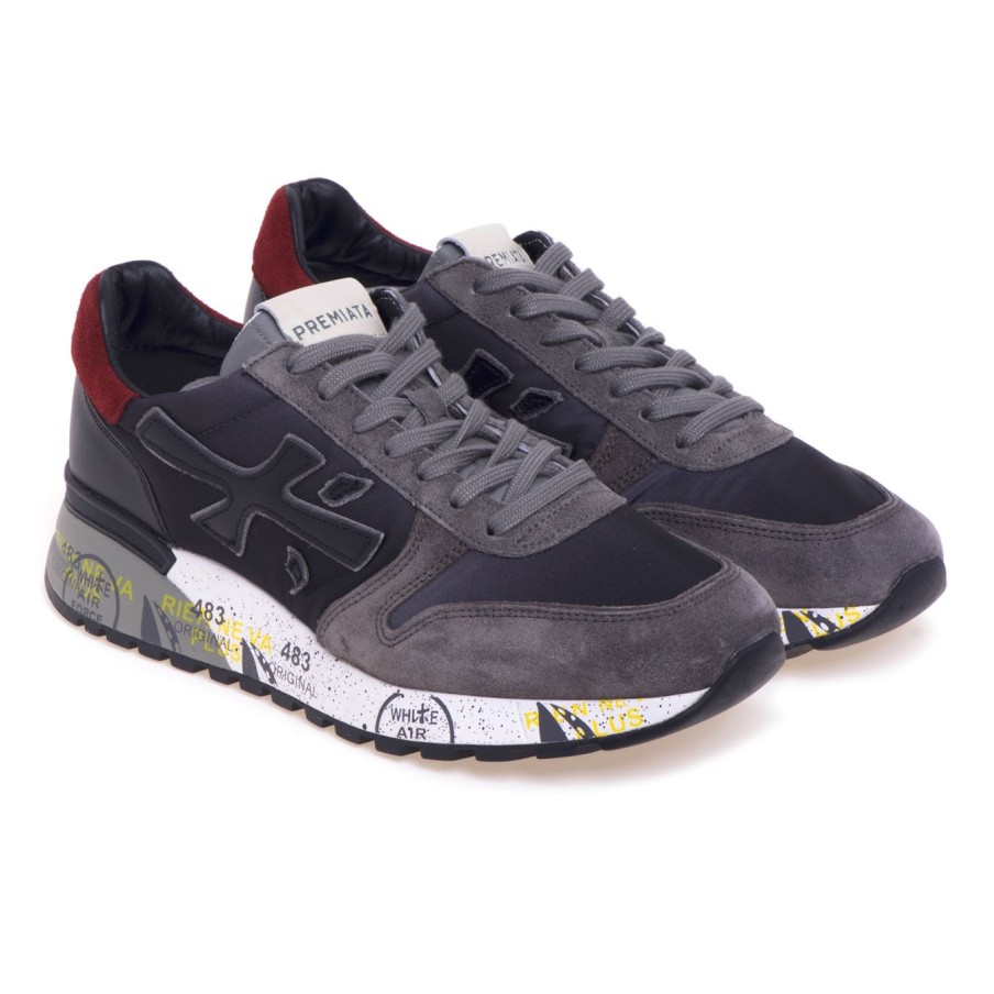 Uomo Premiata Sneakers | Sneaker Premiata Mick In Camoscio E Tessuto Antracite