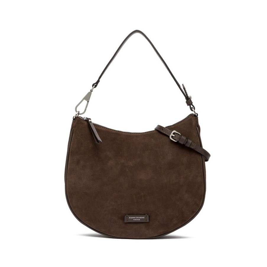 Donna Gianni Chiarini Borse | Borsa A Spalla Gianni Chiarini "Brooke" In Camoscio Cioccolato