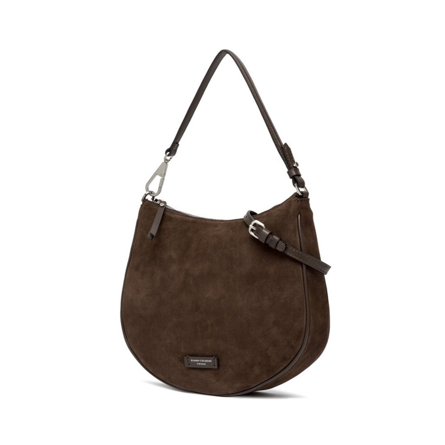 Donna Gianni Chiarini Borse | Borsa A Spalla Gianni Chiarini "Brooke" In Camoscio Cioccolato